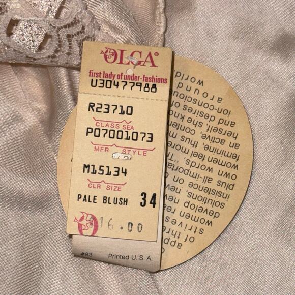 Vintage 1960s Olga Pale Blush Lace Satin Cami Deadstock NWT Women's 34 / Small - Picture 6 of 9